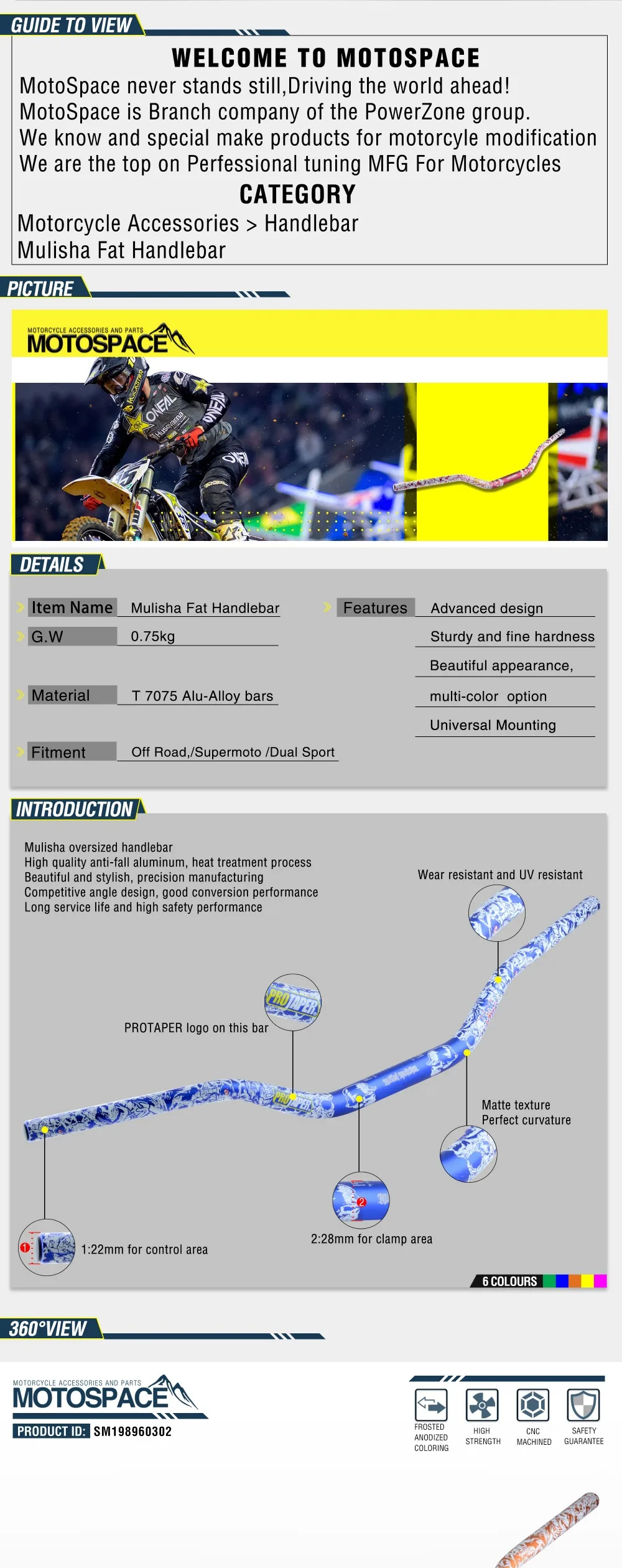 Серый алюминиевый 28 мм 1-1/" Руль для moto rcycle moto MX CR CRF CRM XR YZ YZF WR WRF DR DRX RM rmz EX 85 125 200 250 400 650