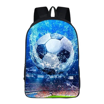

3D 16inch Fire Ice Foot Ball Soccer Printed School Bag Students Backpacks Large Capacity Kids Boys Schoolbags Satchels