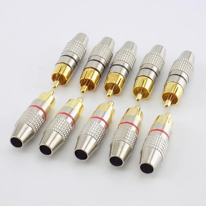 Pces por Atacado Áudio e Vídeo Cabo para Câmera Não de Solda Macho Plug Conector Travamento Adaptador Solcable Cctv 50 Rca
