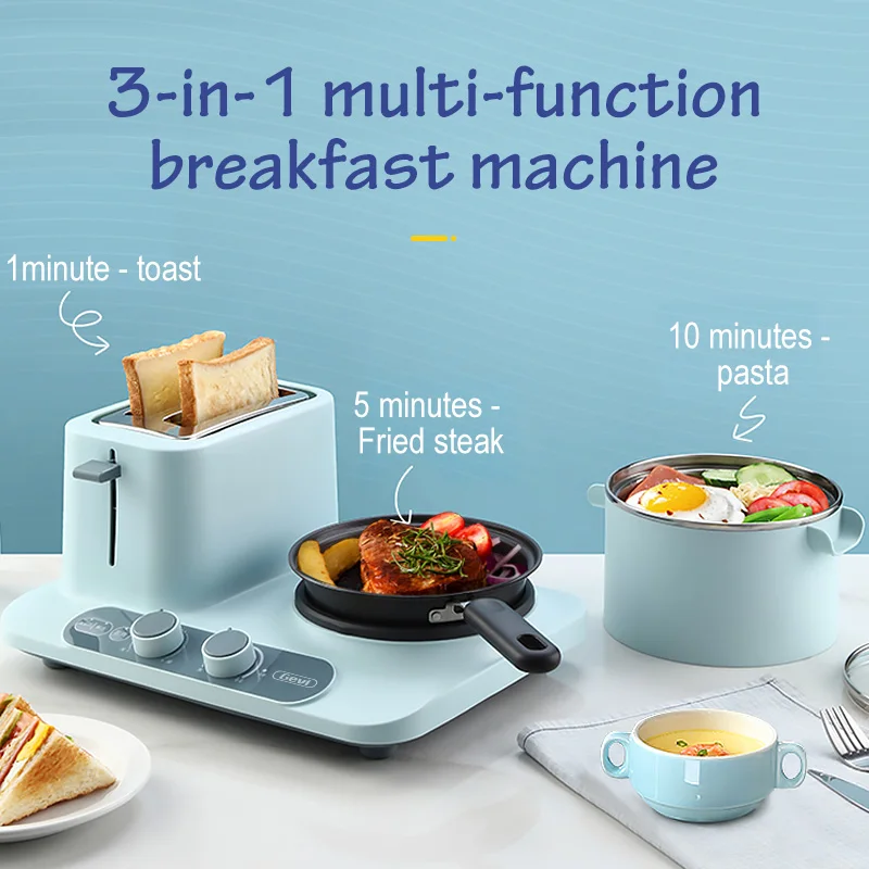 

GEVI 3 In 1 Electric Breakfast Machine Multifunction frying pan mini Cooking pot household bread pizza sandwich frying pan 220V