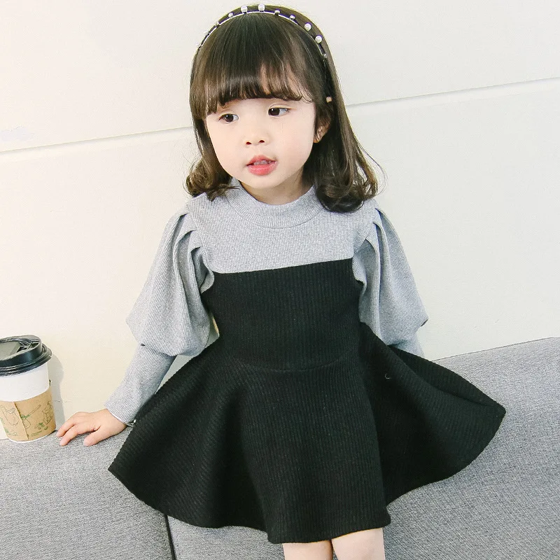 

CNUM Dropshipping Spring Girl Dress Patchwork Puff Sleeves Kids Cloth Baby Fashion Children's Dress for Toddler Wholesale