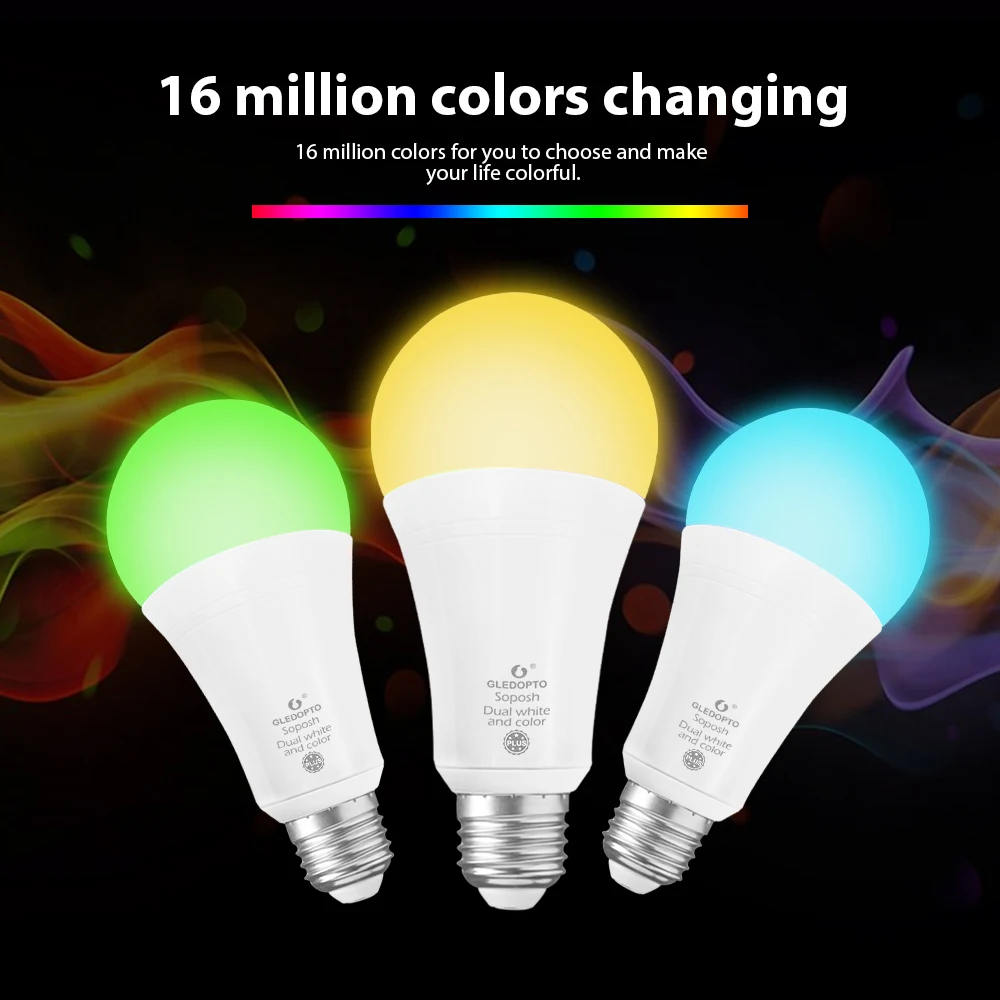 zigbee LED smart bulb White and Color E27 12W 2-Pack,Zigbee compatible 3.0 gateway,voice activated with Alexa, 6-zone remote
