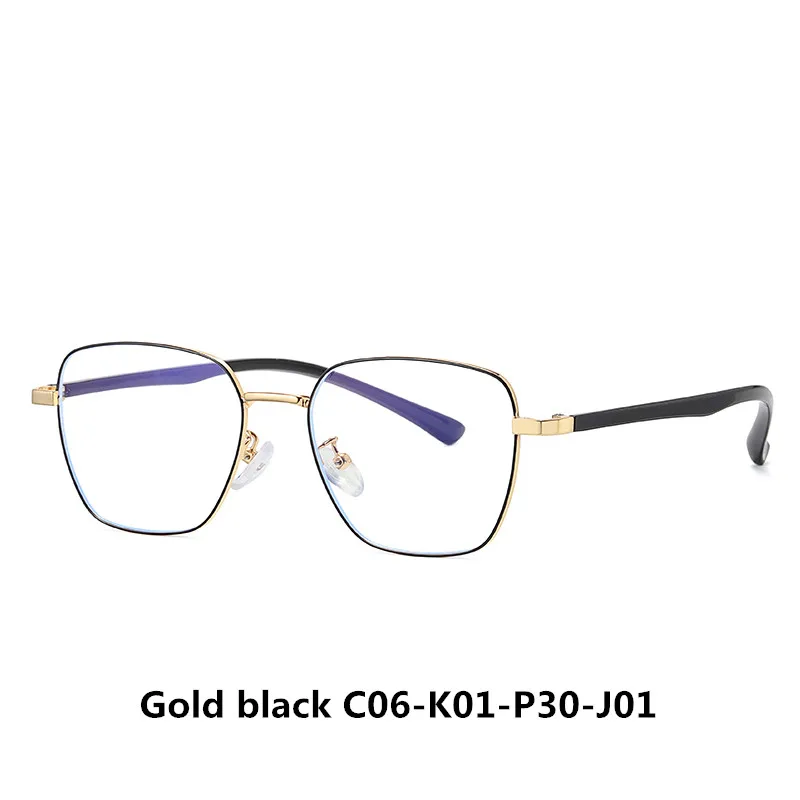 Gold black C06 LUKOKO анти синий светильник излучения очки для компьютерных игр для мужчин и женщин Блокировка лучей очки с держателем линз para computadora - Цвет оправы: Gold black C06