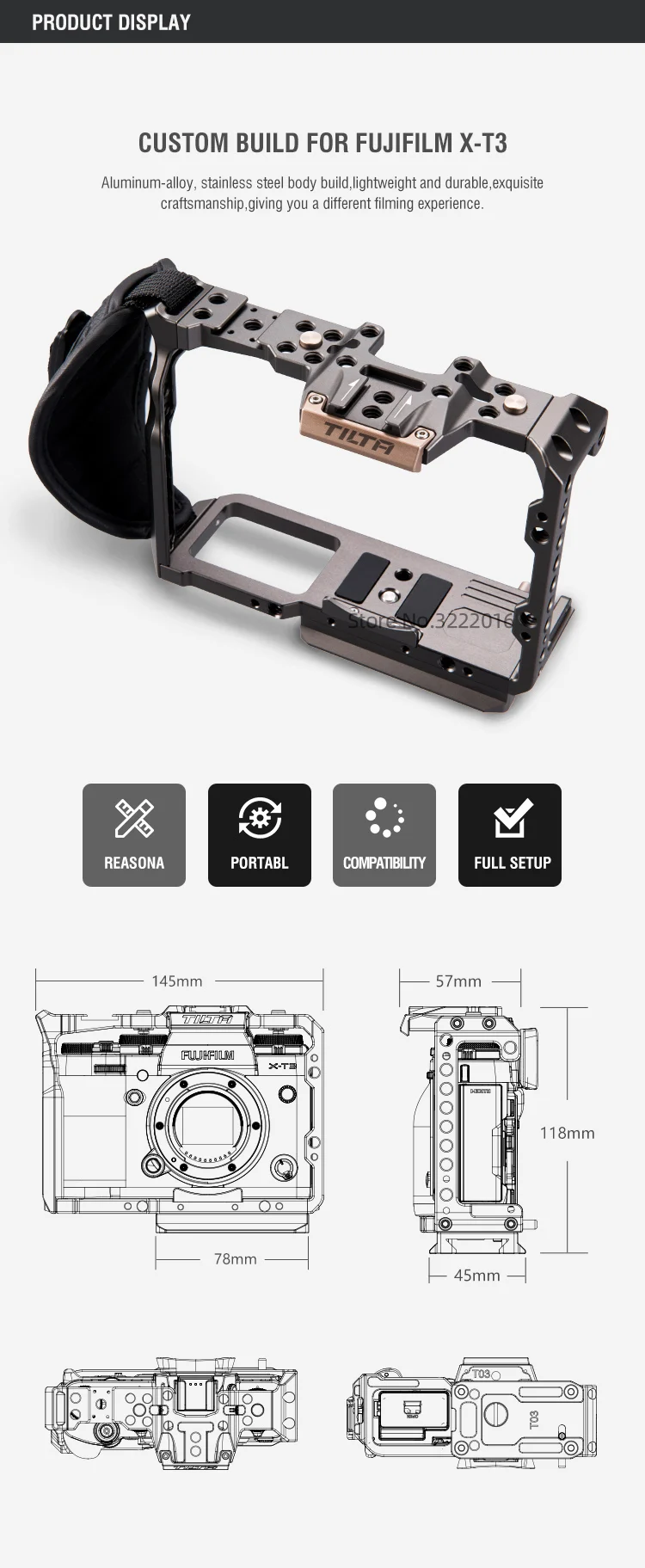 Tilta Fujifilm XT3 клетка DSLR камера Rig защитный чехол для Fujifilm X-T2 и X-T3 аксессуары для камеры