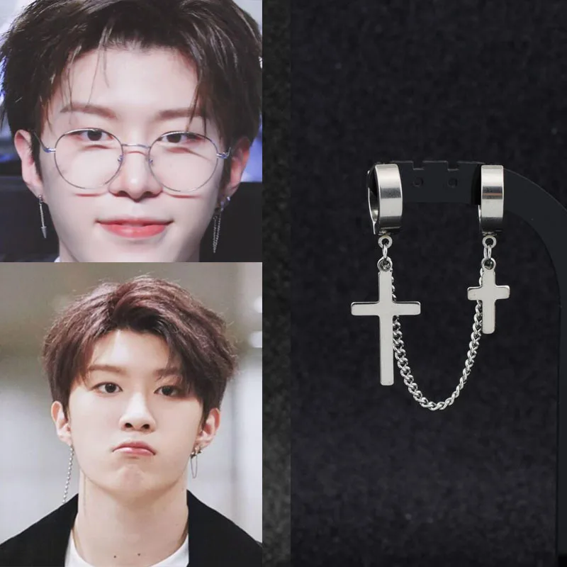 Серьги из нержавеющей стали KPOP для мальчиков урбанистические рэперские