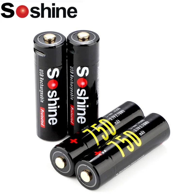 Soshine AA 14500 Protected USB Lithium Ion Rechargeable Battery:3.7V 750mAh | Электроника