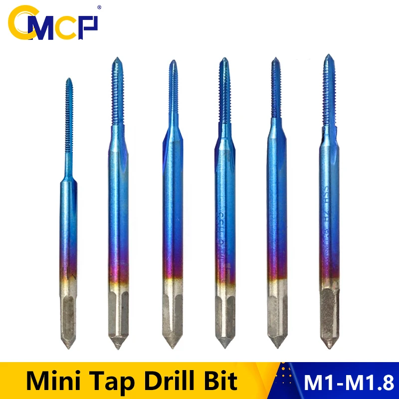 CMCP 1 шт. мини-сверло с голубым нанопокрытием M1 M1.2 M1.4 M1.6 M1.7 M1.8 станок резьбовой кран