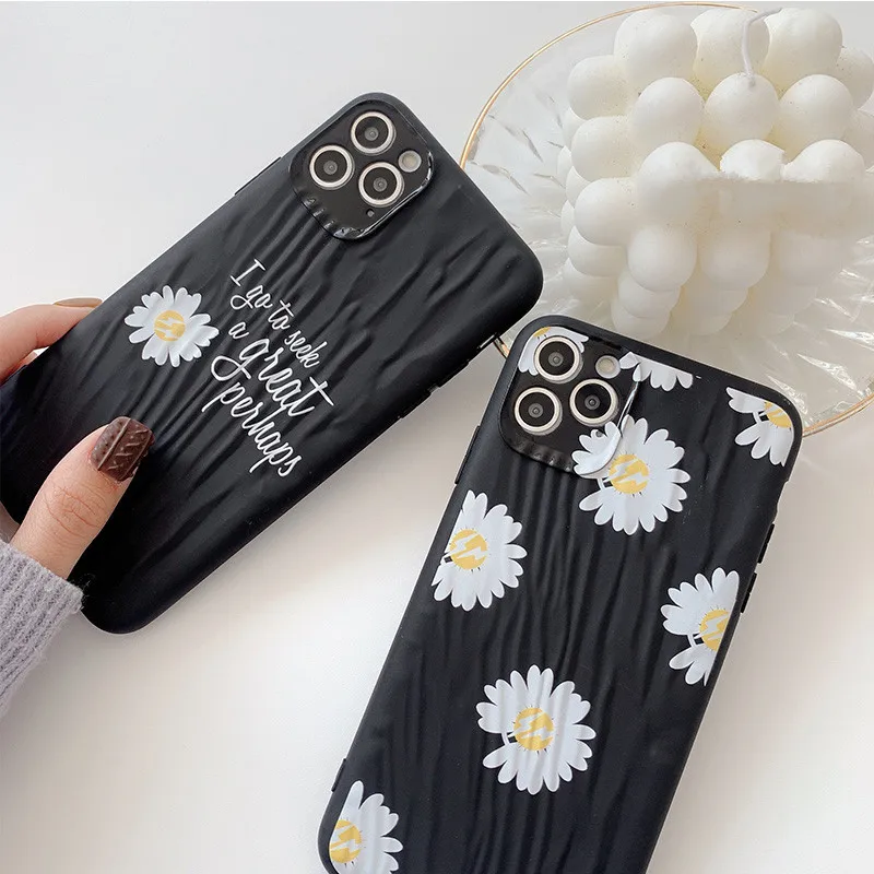 

Fashion GD Black Daisy Flower Korean Phone Case For iPhone 11 Pro Max XR Xsmax X Xs 7 7 Puls 6 6S 7 8 Puls Soft Silicone Cover