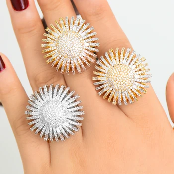 

missvikki Shiny Gorgeous Fashion Flower Hollow Rings Full Cubic Zirconia for Women Bridal Wedding Party Hot Finger Rings Jewelry