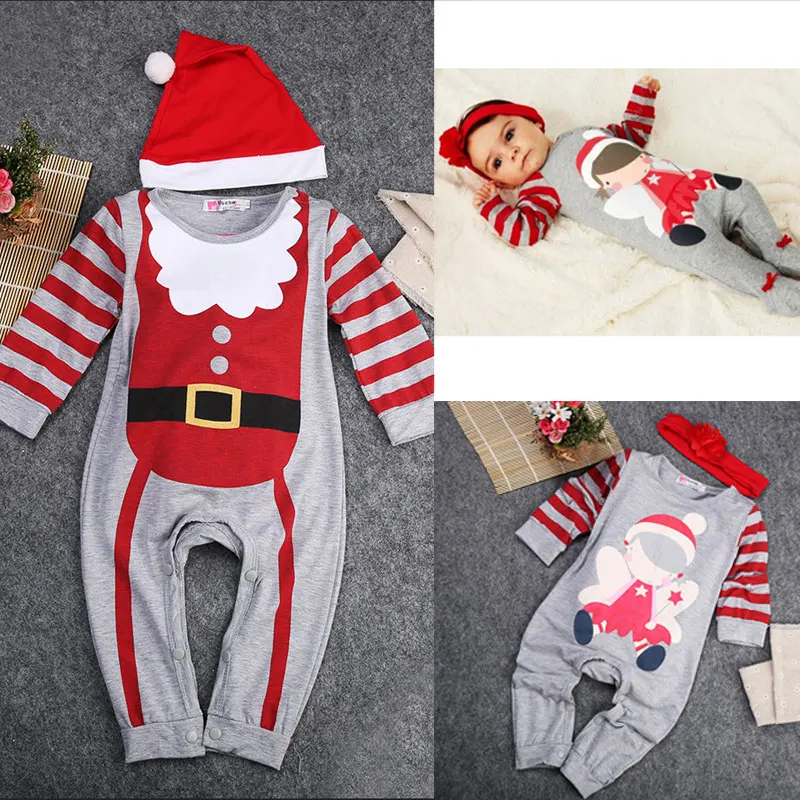 Новинка года; Рождественский костюм Санта-Клауса для маленьких мальчиков и девочек; комплект одежды; комбинезон; roupa; Одежда для новорожденных