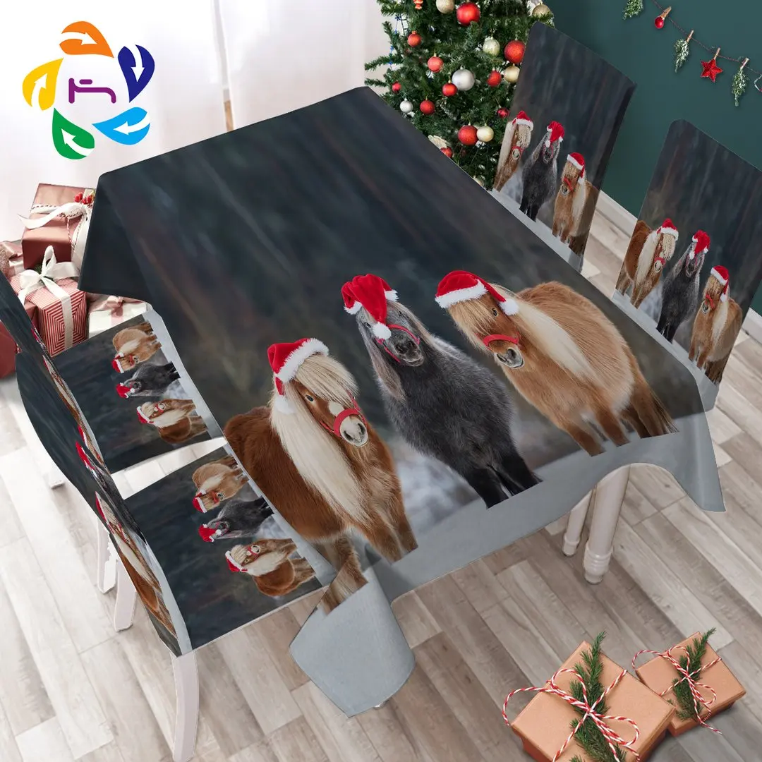BeddingOutlet Christmas Hat Pony Cute Waterproof Dinner Table Cloth For Rectangular Cover | Дом и сад