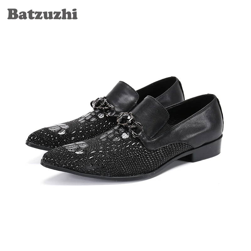 Batzuzhi Luxury Handmade Men's Shoes Pointed Toe Leather Dress Shoes for Men Business Formal Footwear Zapatos Hombre,Big EU38-46