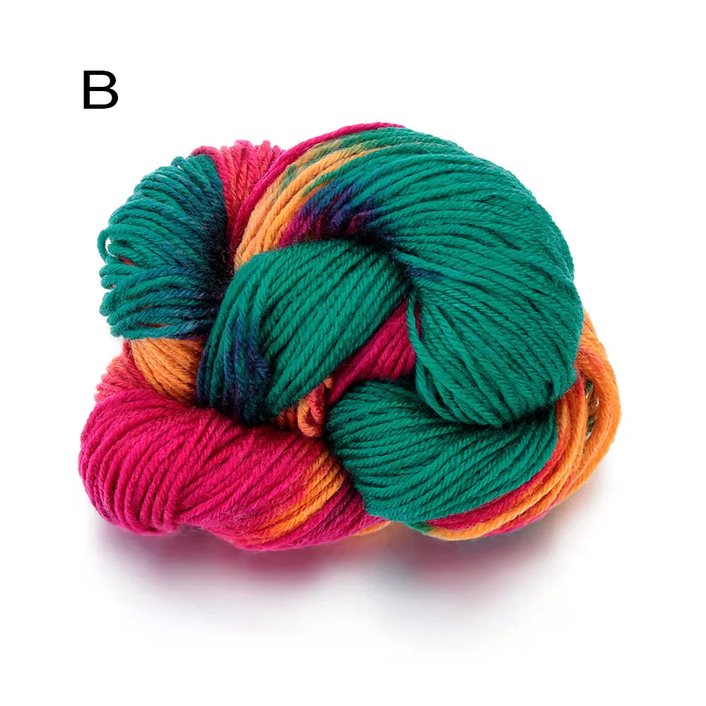 1PC Soft Anti-Pilling Dyed Yarn Ball Crocheting Accessory Multi-colored Polyester AcrylicYarn Fibre Knitted Carded Threads Thick - Цвет: B2