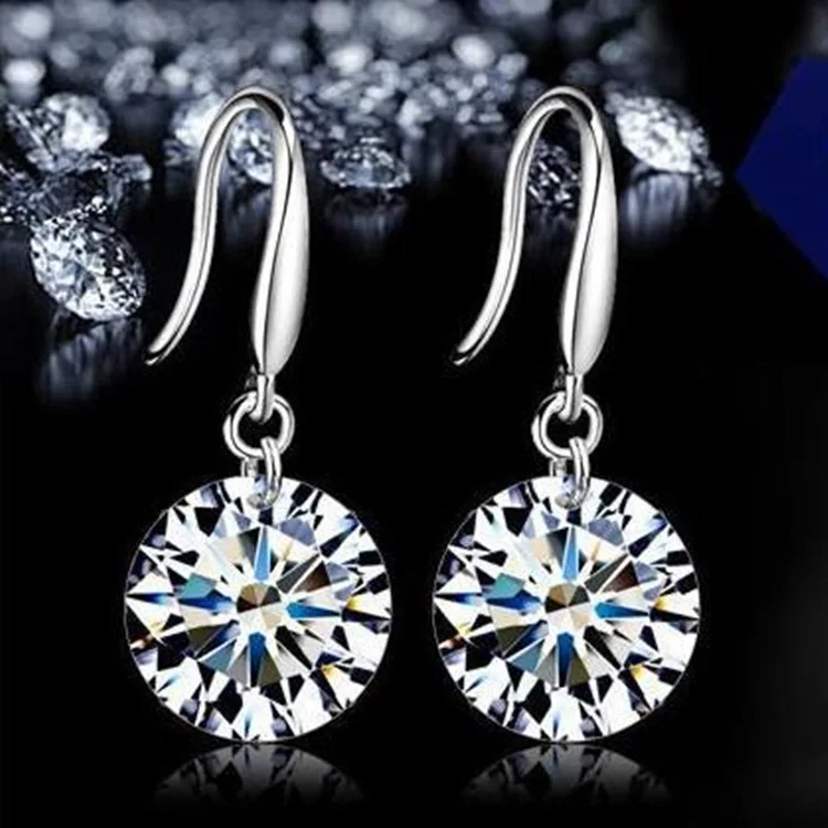 Korean version of the new fashion cute shiny white zircon earrings | Украшения и аксессуары