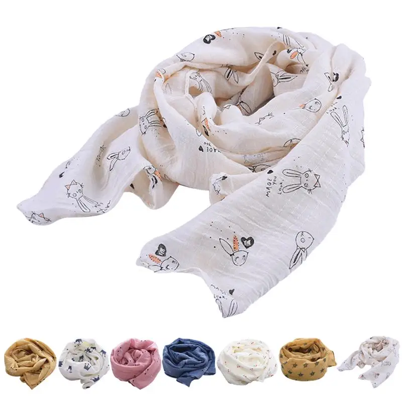 

Baby Scarf Cute Crown Cherry Star Rabbit Pattern Printing Neck Scarf Cotton And Linen Scarf Accessories Four Seasons Universal