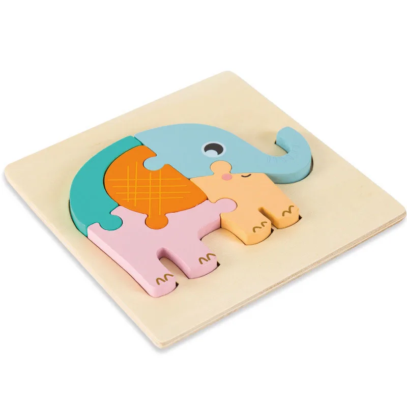Cartoon Animal 3D Wooden Puzzle Baby Montessori Toys Toddlers Educational Wooden Jigsaw Puzzle Set For 1 2 3 Year Old Boys Girls 19