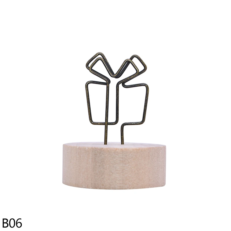 B06 1/3 шт. DIY Деревянные Бизнес держатель для карт деревянные поделки деревянная железная арт зажим для заметок Бизнес, с отделением для карт, домашний Спальня учебы - Цвет: B06