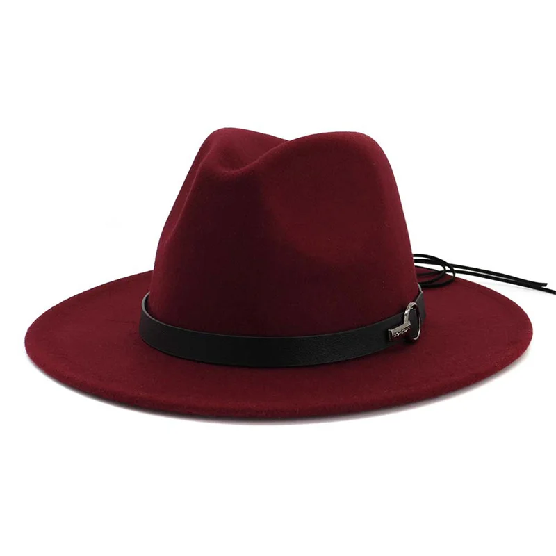 Горячая Распродажа, Мягкая шерстяная фетровая шляпа с широкими полями, джазовая фетровая шляпа, Дамская теплая удобная Кепка для сквоша, 14 цветов, Регулируемая 1 шт