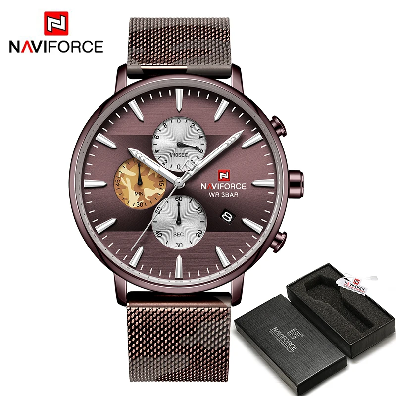 NAVIFORCE, мужские часы, лучший бренд, модные, Роскошные, нержавеющая сталь, хронограф, спортивные, водонепроницаемые, кварцевые, мужские часы, Relogio Masculino - Цвет: CFCE BOX