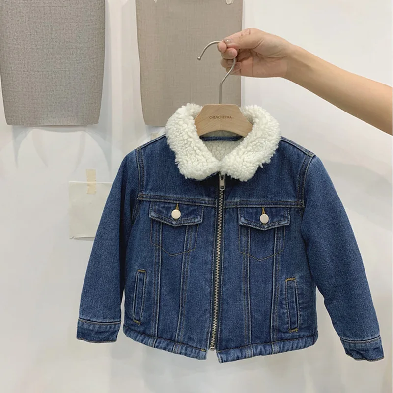 New Arrival Girls Boys Denim Thicken Coat Autumn Winter Baby Girl Clothes Kids Jacket 1-6 Years
