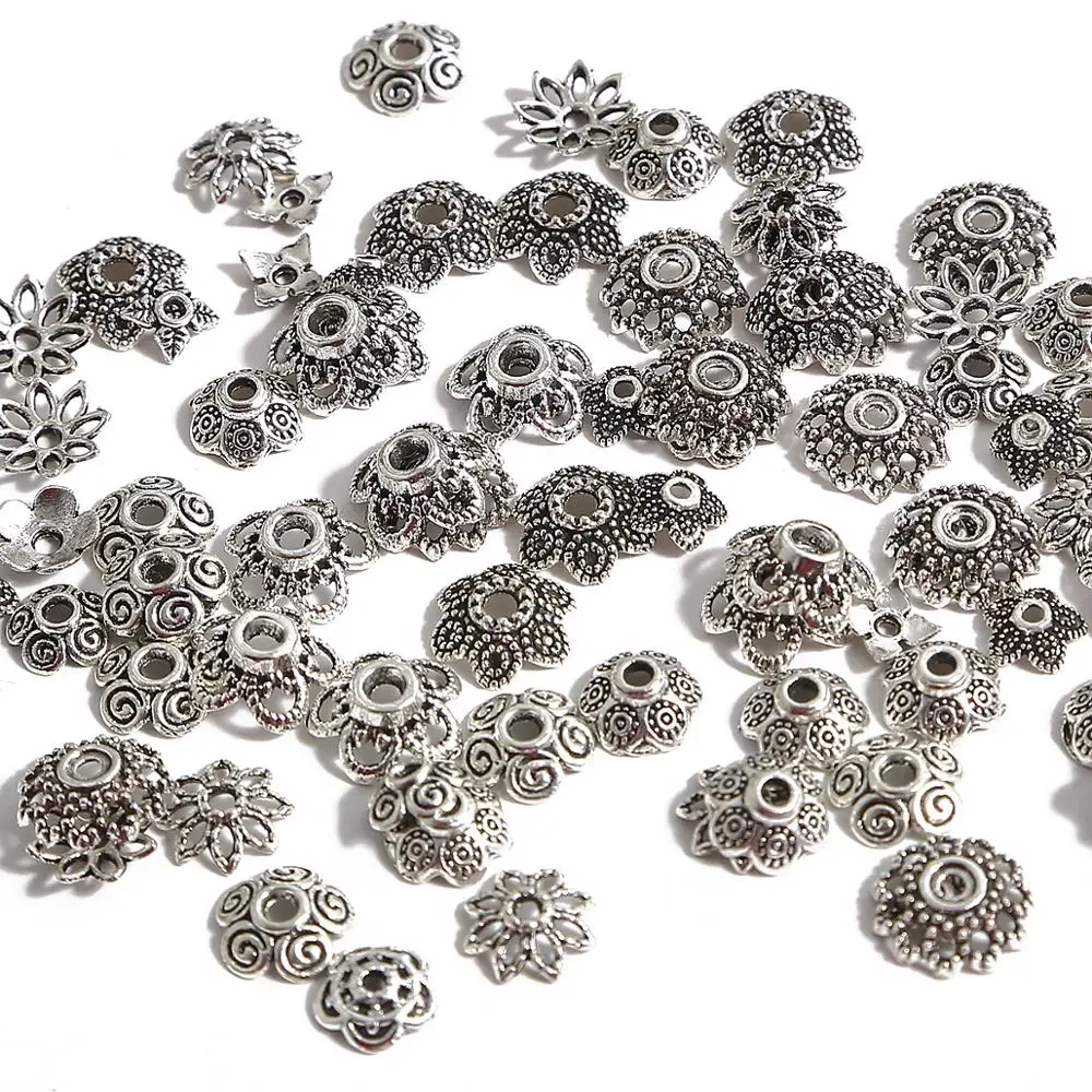 50 Silver FLoral Heart Jewellery Making Findings Craft Embellishment Beading 