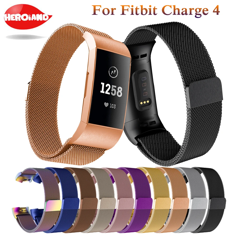 Correa Milanese loop para fitbit charge 4, correa de repuesto para reloj de pulsera de acero inoxidable para charge 3 band|Accesorios inteligentes| - AliExpress