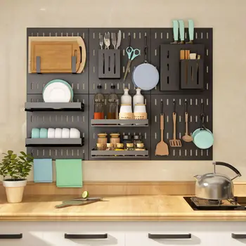 

DIY Stainless steel non punching storage Hole board shelf Multi functional storage rack display stand Easy to clean organizer