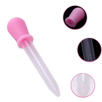 

1Pc 5ML Baby Feeding Utensils Clear Plastic Pipette Feed Liquid Food Medicine Dropper Burette Pink