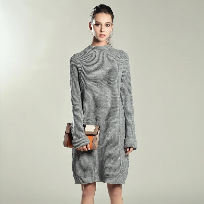 Women Sweater Dresses Turtleneck Sweater Women Clothes Long Sleeve Loose Dress Casual Knitted Dress Women Sweaters And Pullovers