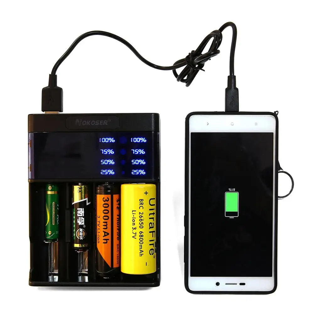 18650 зарядное устройство 1,2 V 3,7 V 3,2 V AA/AAA 26650 NiMH литий-ионная батарея умное зарядное устройство 5V 2A электронная сигарета зарядное устройство с автомобильным зарядным устройством