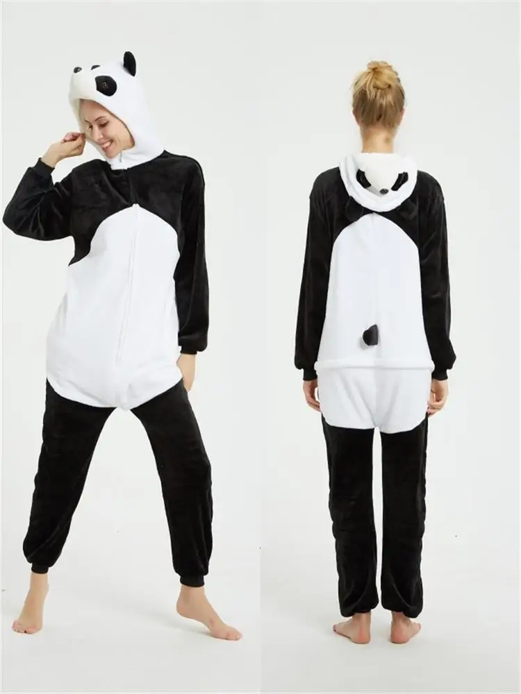 panda Rogue Rabbit Kigurumi Onesie пижамы для взрослых женщин с животными фланелевые костюмы пижамы цельный зимний комбинезон Пижама для косплея - Цвет: panda
