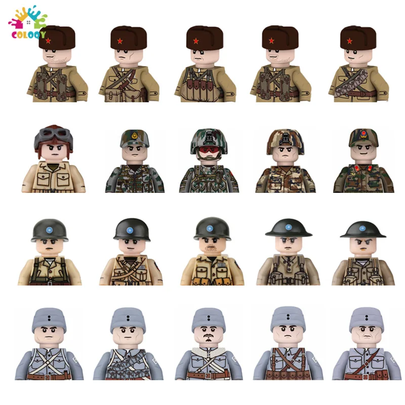 Детские игрушки WW2 10 шт./лот мини военные фигурки строительные блоки 4 боковой