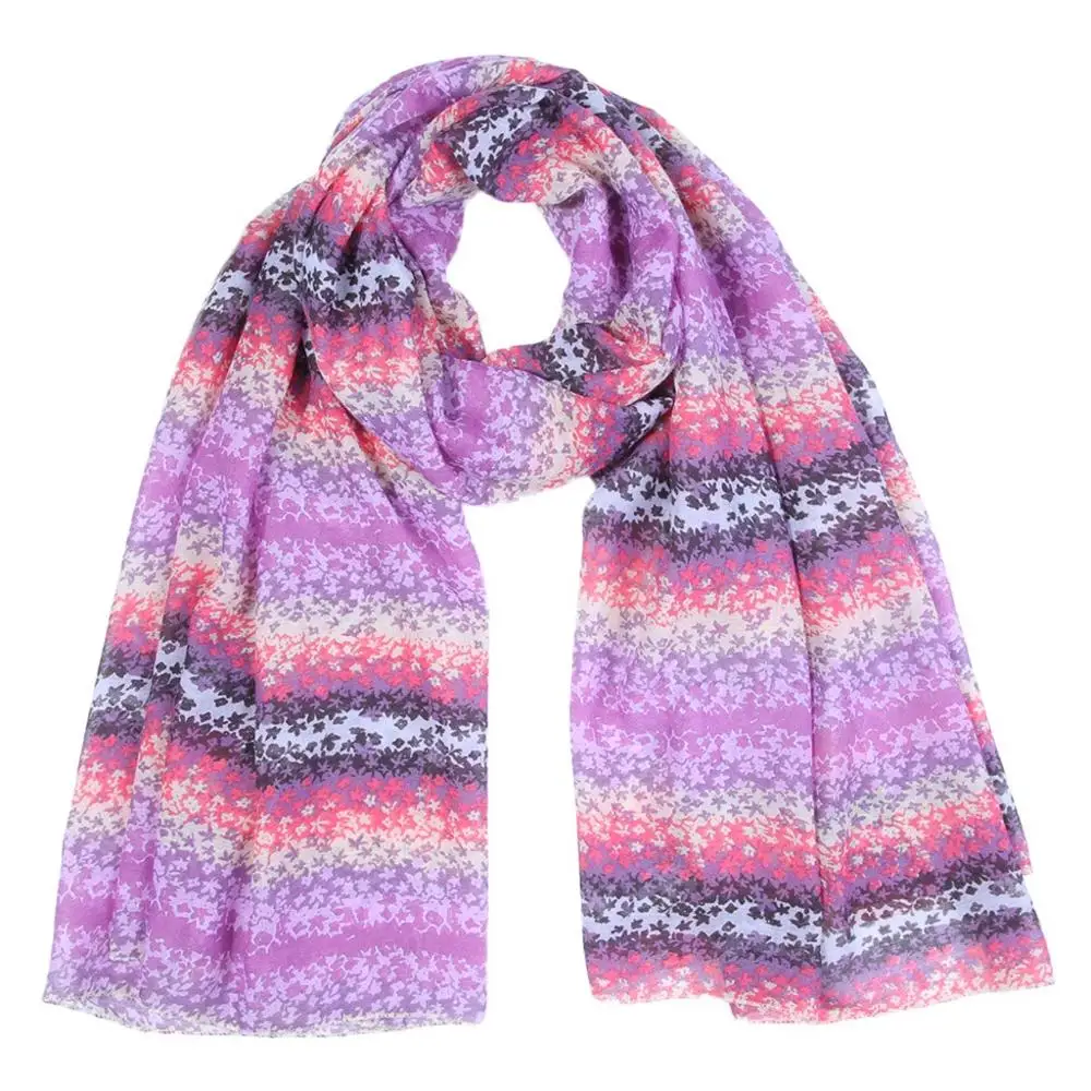 Шарф женский бандана в клетку платок Foulard Femme зимний цветочный принт шифон
