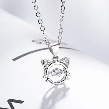 

Original Design Cat Necklace Pendant Silver 925 Jewelry aaa Cubic Zirconia Chain Statement Choker Necklaces for Women Girls Part
