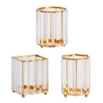 

Crystal Makeup Organizer Metal Storage Box European style Eyebrow Pencil Lipstick Holder Makeup Brush Holder Cosmetic