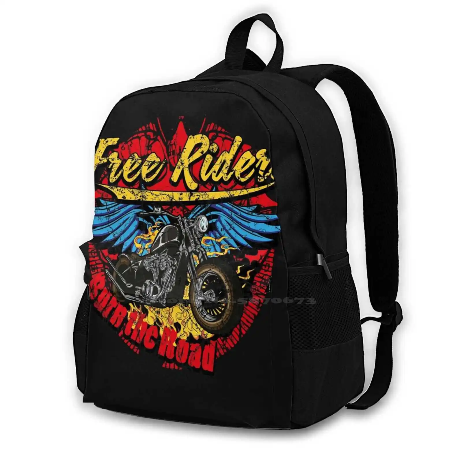 

Free Riders-Burn The Road Teen College Student Backpack Laptop Travel Bags Freeriders Downhill Freeride Mtb Freerider