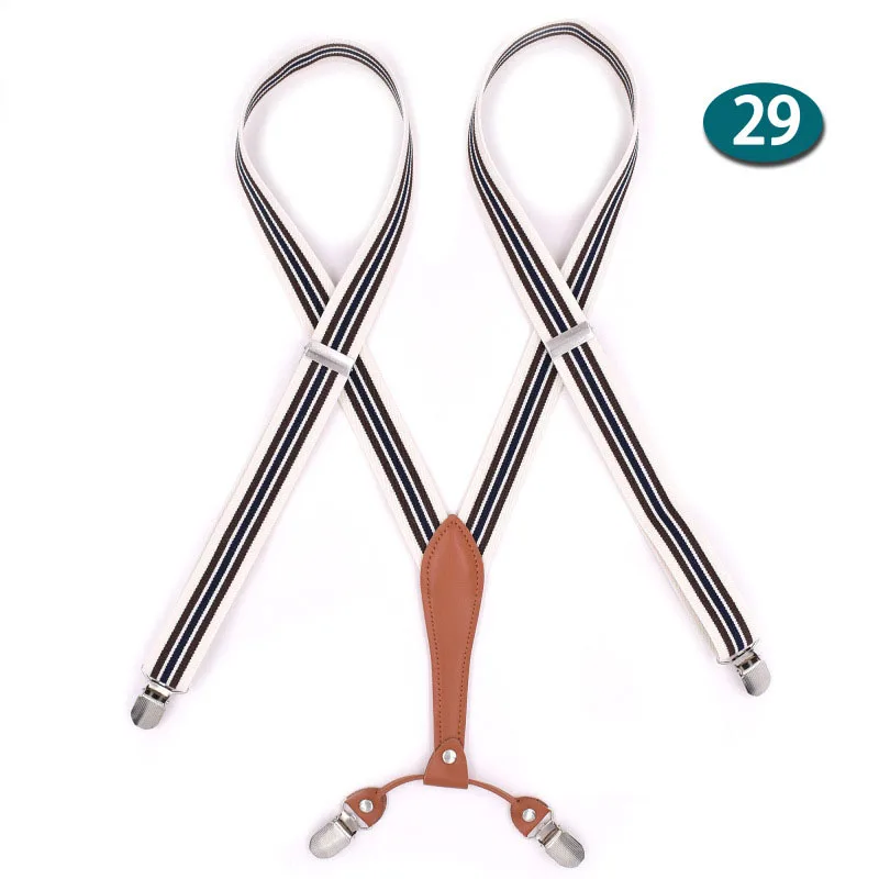 BeigeBlack Deepeel 1 шт. 2,5*115 см Высококачественный полиэстеровый эластичный ремень 4 зажим регулируемые подтяжки костюм брюки аксессуары для подтяжки - Цвет: BeigeBlack