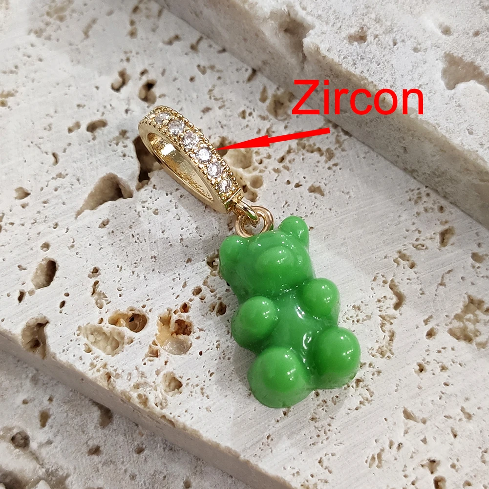 2021 Candy Color Gummy Bear Resin Pendant Necklace for Women Simple Golden Metal Chain Necklace Female Fashion Jewelry Gifts 