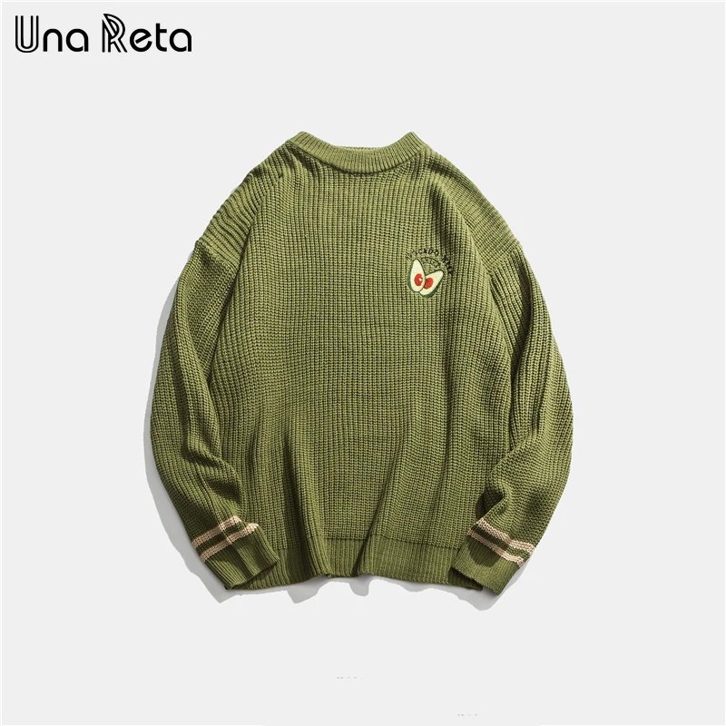 Una Reta, мужской свитер, новинка, Осень-зима, вышивка, авокадо, пуловер для влюбленных, мужской свитер, свободный, для мужчин, в стиле пэчворк, свитер для мужчин