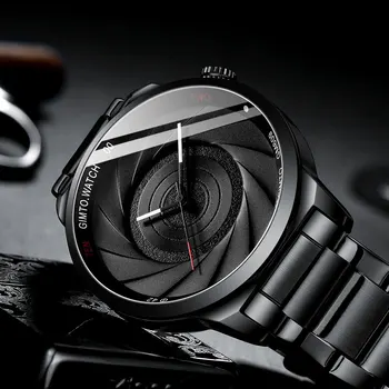 

GIMTO Fashion Men's Watches Ripple Pattern Stainless Steel Quartz Waterproof Watch For Men Casual Creative Clock