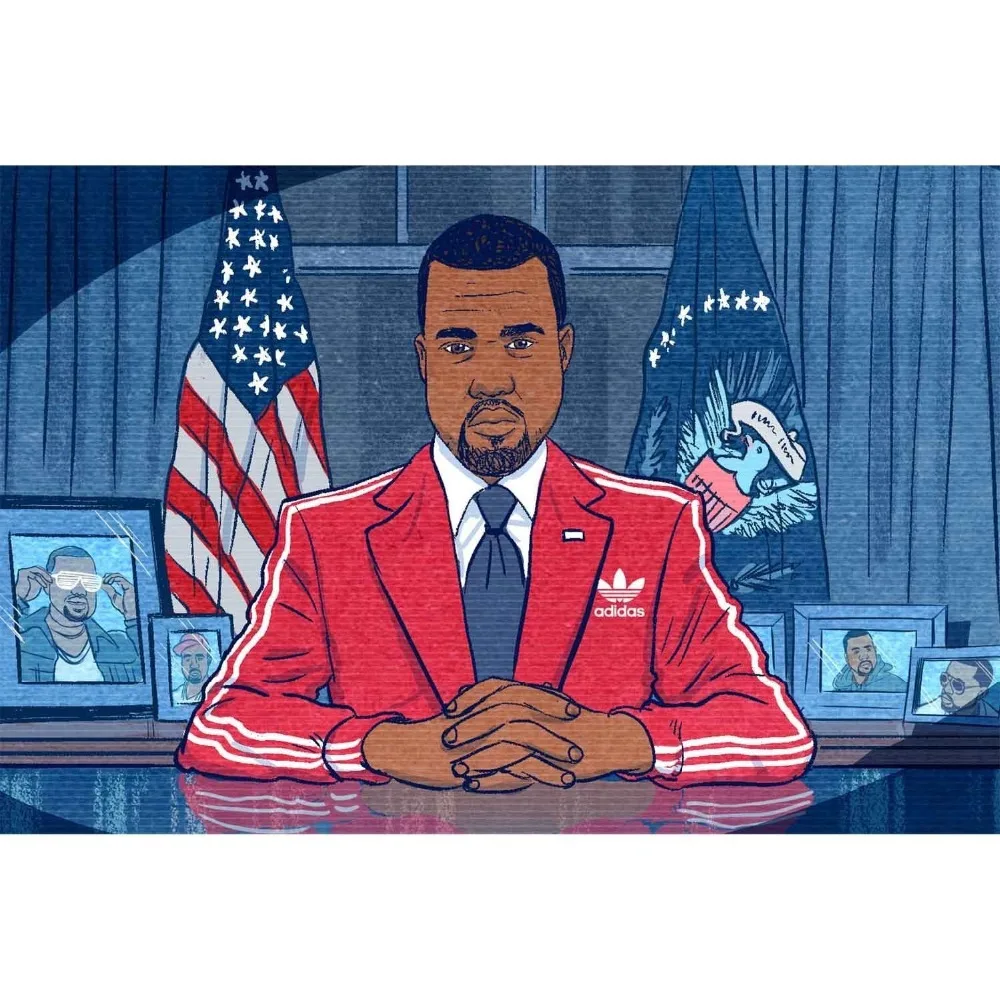 New Kanye West for President 2020 Custom Rap-Silk Art Poster Wall Sicker Decoration Gift