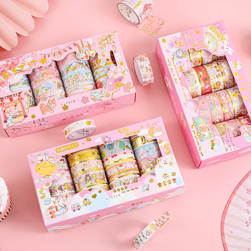 20Pcs/Set Gold Foil Washi Tape Set Cute Cartoon Decorative Photo Masking DIY Sticker Scrapbooking Diary Gifts Stationery | Канцтовары