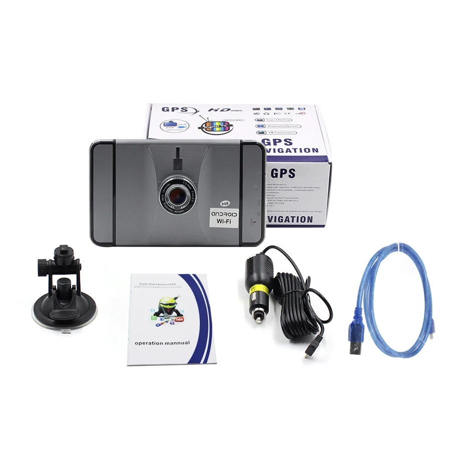 Автомобильный видеорегистратор Anfilite 7 дюймов с gps навигацией Android 1080P dvr recorder 512Mb 8Gb для грузовика, Wi-Fi, gps навигатор с бесплатными картами - Название цвета: Серый