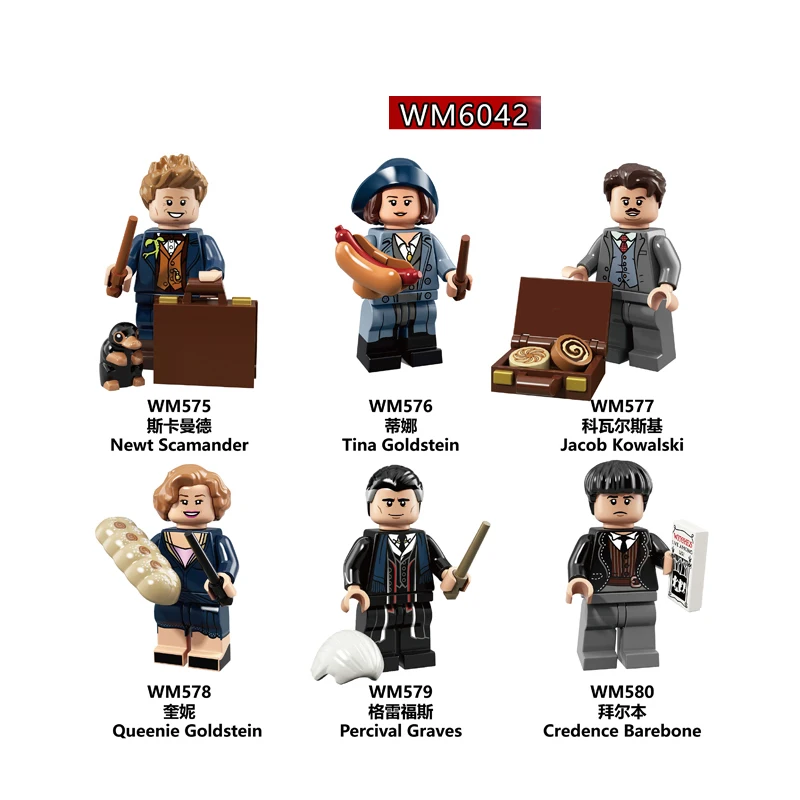 

Fantastic Beasts Building Blocks The Crimes of Grindelwald Newt Tina Harry Series Potters Dobby Dumbledore Children Toys WM6042