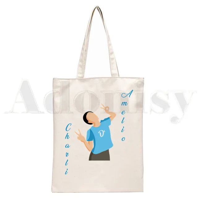 Ice Coffee Splatter Charli Damelio Harajuku Anime Handbags Shoulder Bags Casual Shopping Girls Handbag Women Elegant Canvas Bag Q