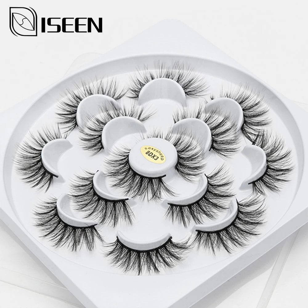 ISEEN 7 пар натуральные накладные Искусственные ресницы длинный макияж 3d норковые