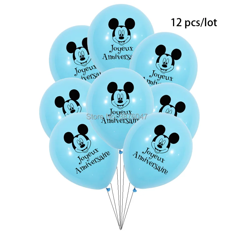 12 шт./партия воздушные шары на день рождения с изображением Микки и Минни Маус, вечерние воздушные шары на день рождения