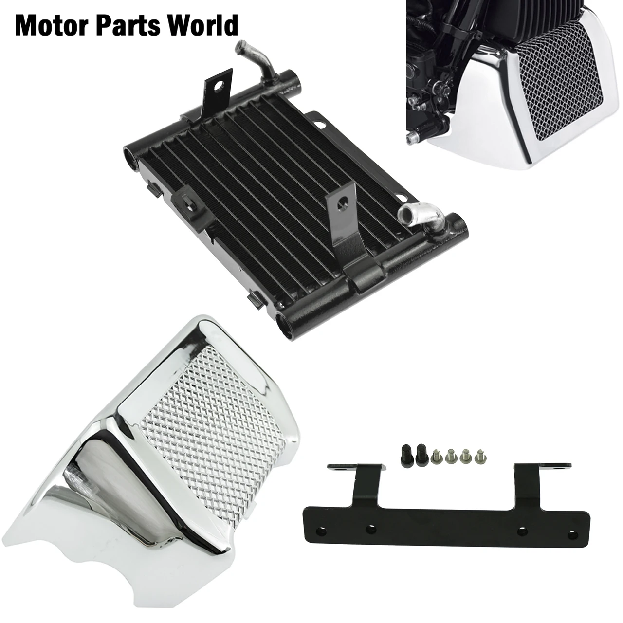 Best Price Motorcycle Chrome Oil Cooler Cover Kit With Bracket & Oil Cooler Adapter For Harley Touring Street Glide Road King FLHX 2017-19