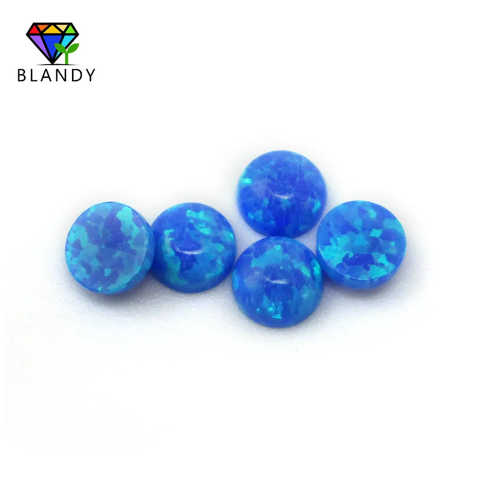 Spedizione Gratuita 2.0Mm ~ 8.0Mm Rotondo Cabochon Posteriore Piatta Op05 Blu Opale Di Fuoco Pietra Gemme Sintetiche Per Gioielli