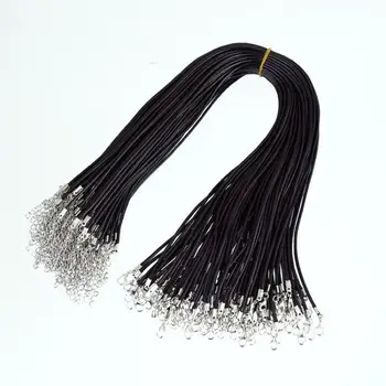

100 Pcs/pack Wholesale Black Wax Line Necklace Pendant Charms Cord Beads String Lobster Clasp Strap Rope Making Necklace Jewelry